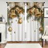 Set Of 2 Christmas Bell Print Curtains Suitable Bedroom Living Room Kitchen Decoration Home Window Curtain Polyester Perfect For