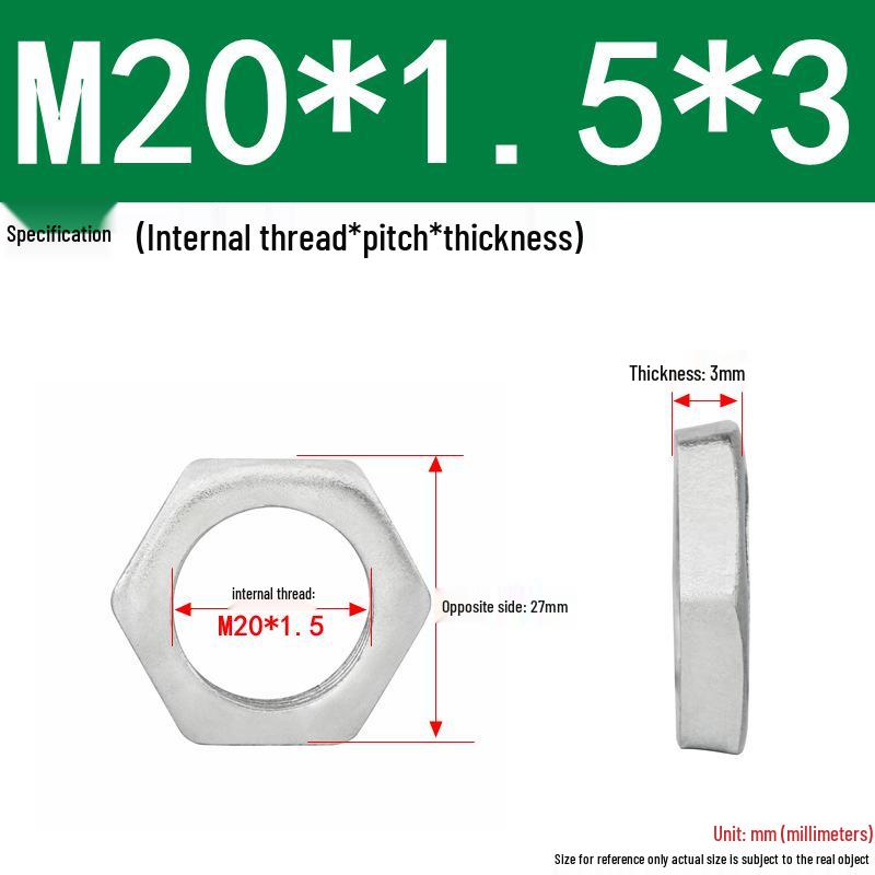 GB808 White Zinc Hex Thin Nut, Fine Thread, Lamp-Type, M6-M30