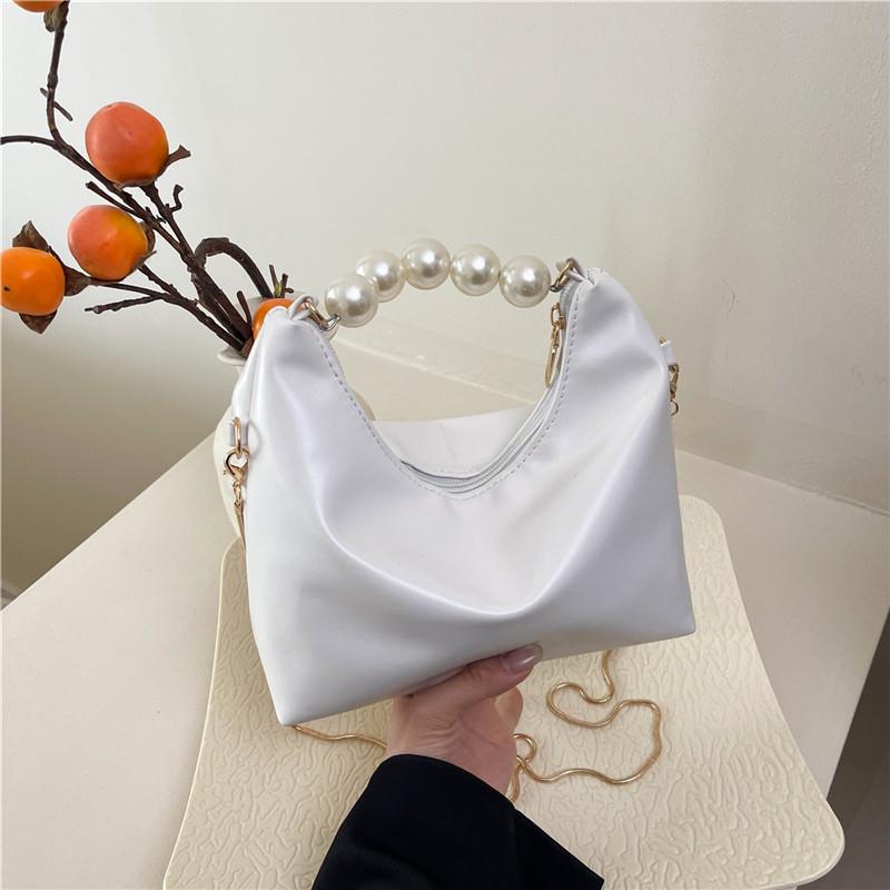 Elegant Women's Pearl Handbag 2025: Chic Chain Shoulder Crossbody with Simple Texture