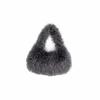 Einfarbige Damen-Schultertasche aus Kunstpelz, süße Winter-Plüsch-Handtasche, einfache Damen-Umhängetasche, Geldbörse, Clutch