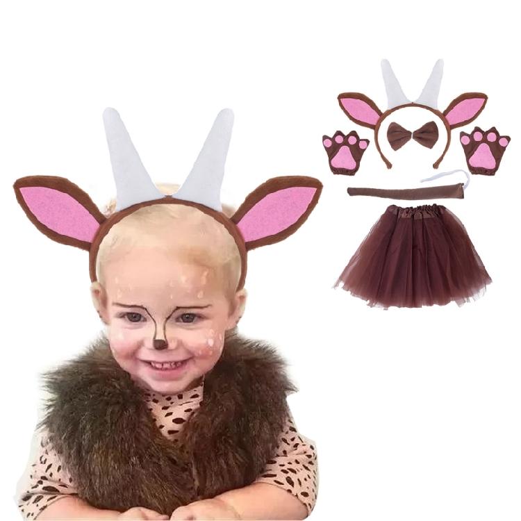 Halloween Cartoon Goat Shape Hair Hoop/Tail/Bowtie/Skirt Set for Woman Girls