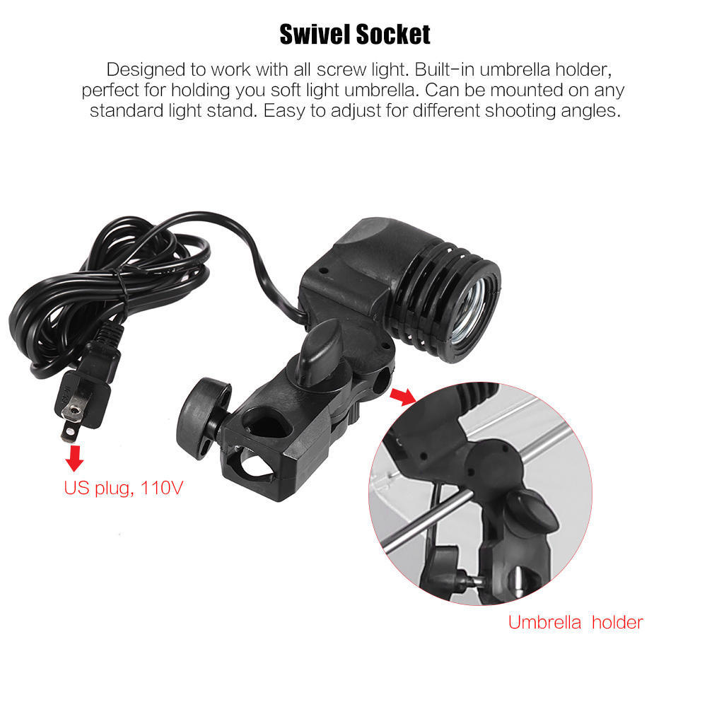 Photo Studio Lighting Kit Set 2Pcs 2 Meters 6.6Ft Light Stand + 2Pcs 33 Inch White Soft Light Umbrella + 2Pcs 45W Light