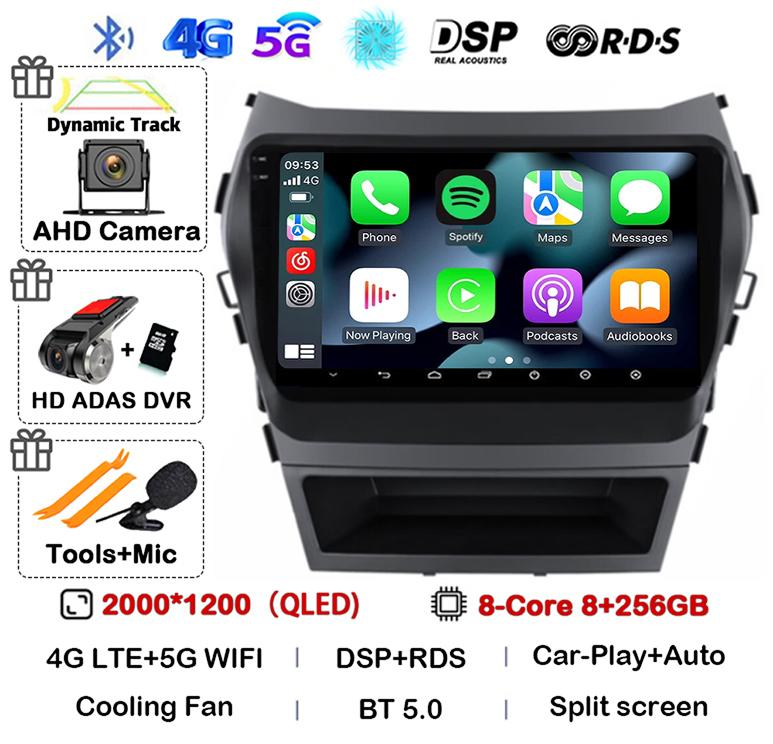 Android 14 Auto Carplay Car Radio For Hyundai Santa Fe 3 Ix45 2013 2014 2015 2016 2017 GPS Stereo Multimedia Player 360 Camera