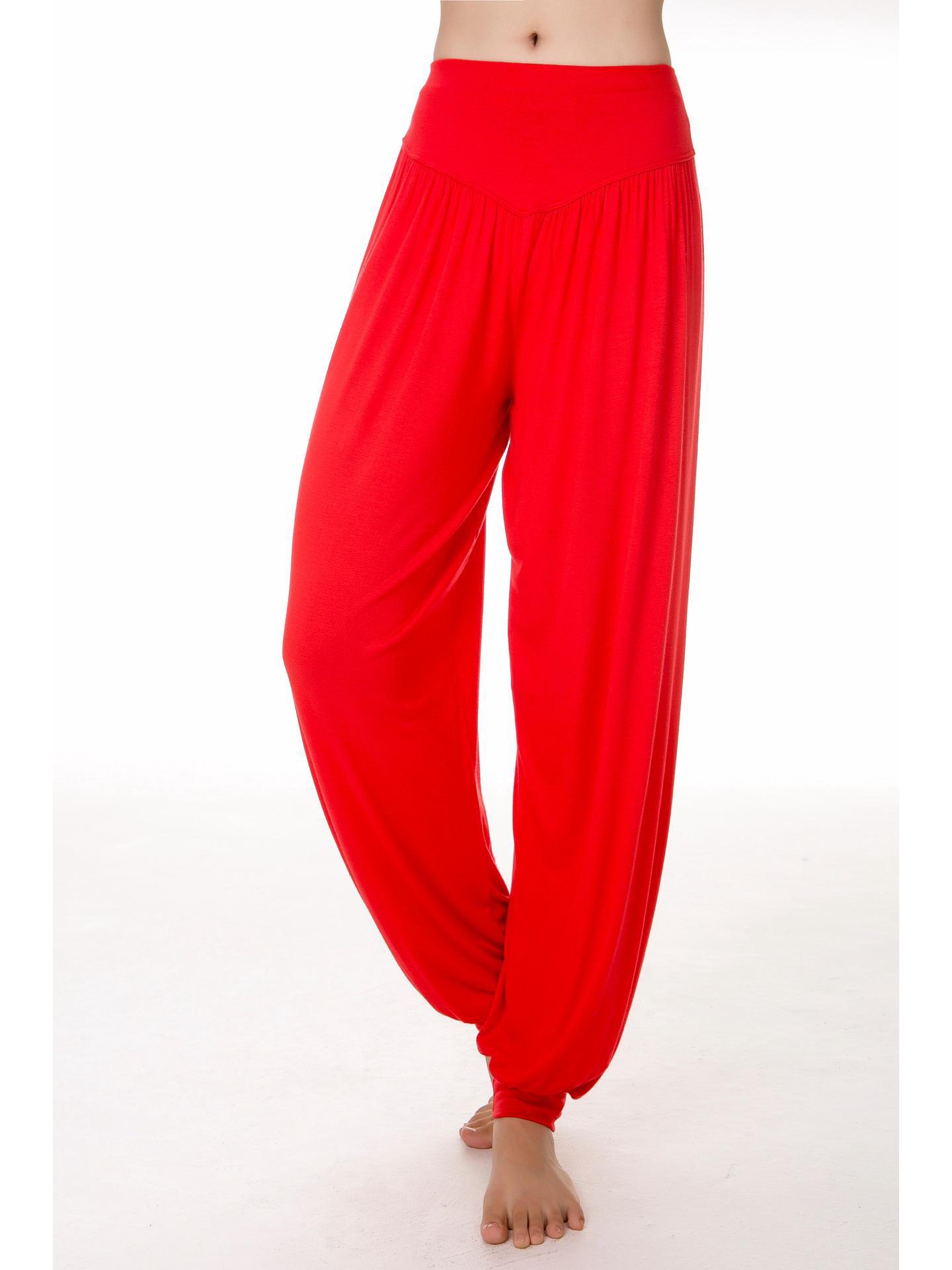 

Женские штаны для йоги из модала: Свободные, дышащие спортивные брюки для танцев и занятий фитнесом. XXXL ярко-красный