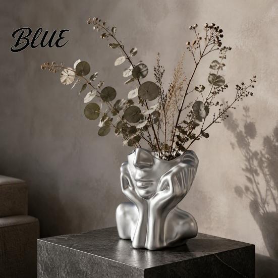 Minimalist Brush Storage Container Abstract Face Vase, Artistic Female Pen Holder, Makeup Office Supplies Organizer Modern Decorative Vase Centerpiece