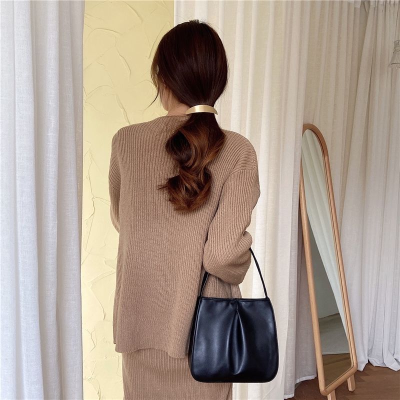 

Женская сумка PU Bucket Solid Hasp Soft Fashion Korean Ladylike Плечевая сумка Сумка Кошельки Простая женская сумка