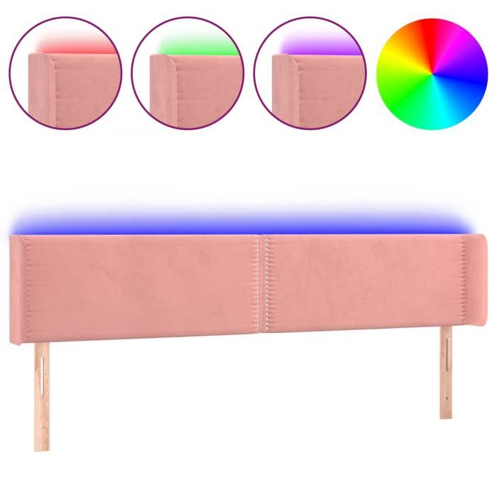 VidaXL LED Headboard Bedroom Furniture Double Bed Accessory Head of Bed Frame Interior Pink 3123167