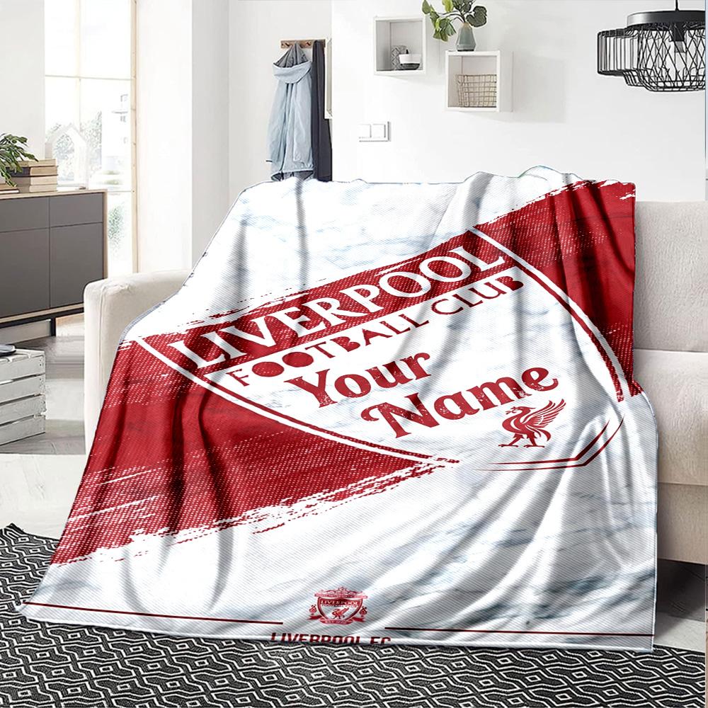 Liverpool Customize Text Blanket Throw Customizable Blanket Ultra-Soft Perfect for Livingroom Picnics Office Chair Chair Four Seasons Multipurpose
