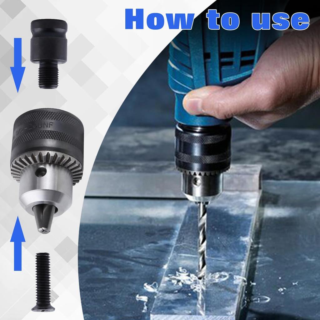 GOLD DEER Drill Chuck Key Wrench Set Key Drill Chuck Adapter Drill Chuck with Metal Key Impact Wrench Socket Impact Wrench Conversion Tool Inch