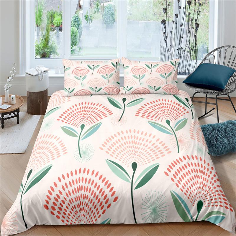 Dandelion Duvet Cover Microfiber Tropical Monstera Leaves Flowers Bedding Collection Queen 3D Print Daisy Floral Comforter Cover Decor