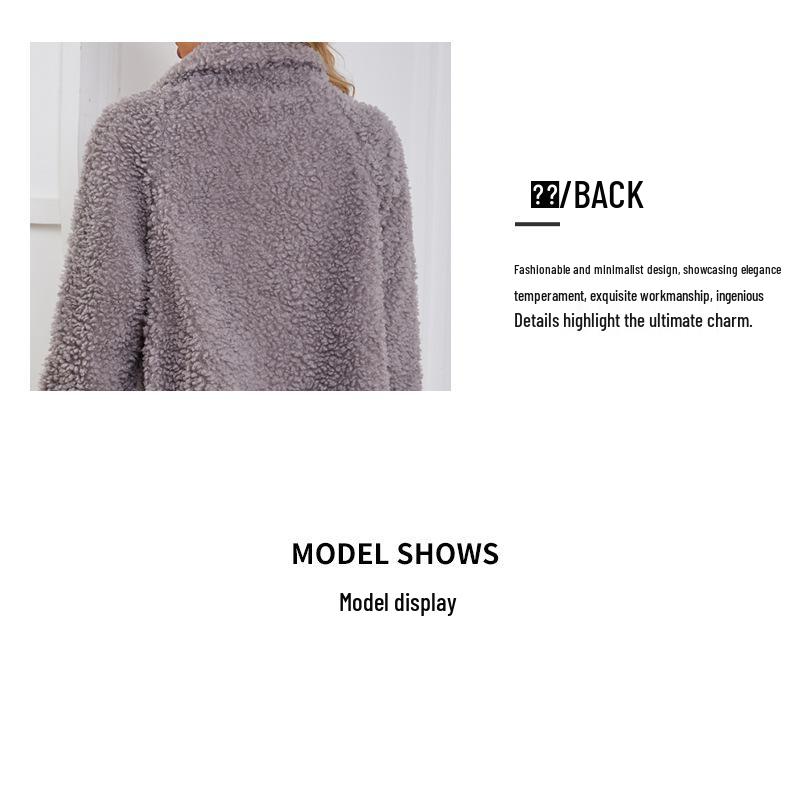 2023 Women's Faux Fur Short Coat with Zipper - European & American Style Lamb's Wool Fleece Jacket