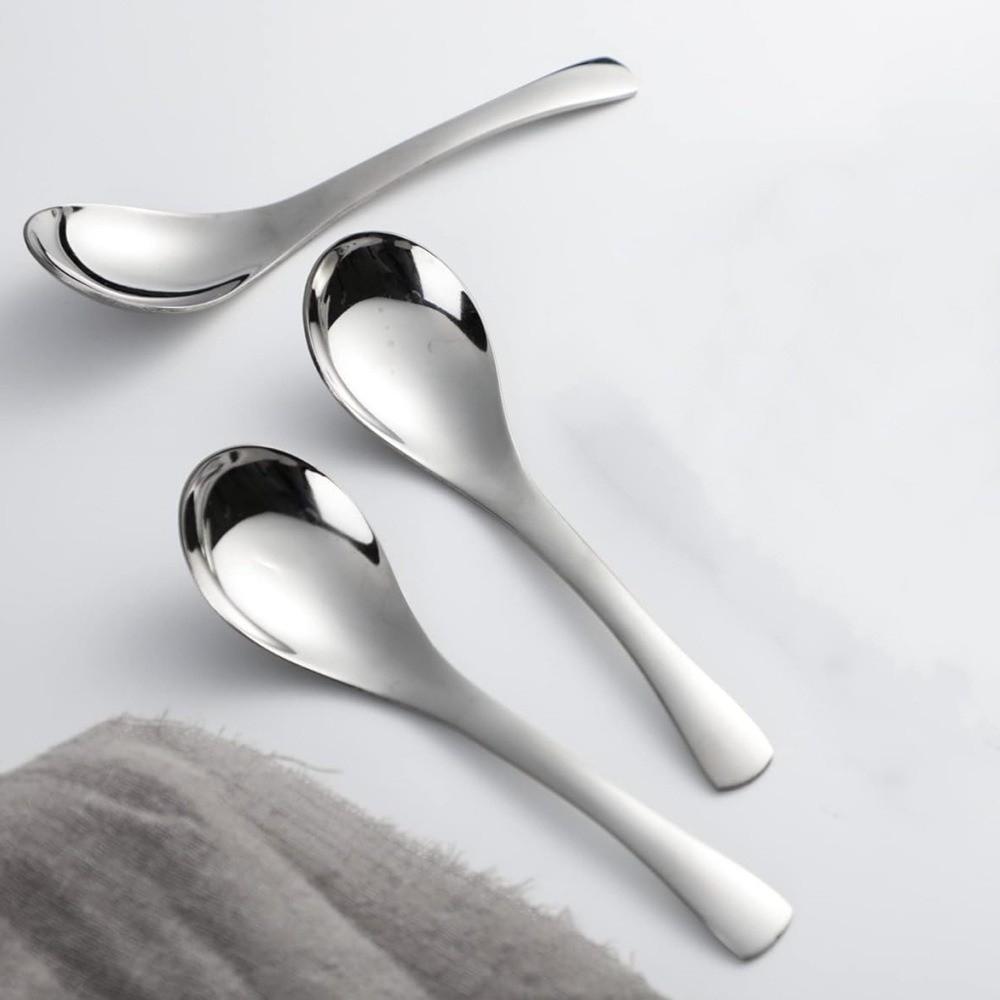 6PCS Large Stainless Steel Spoons Food-grade Dessert Spoons Practical Rice Spoons  Dining Table