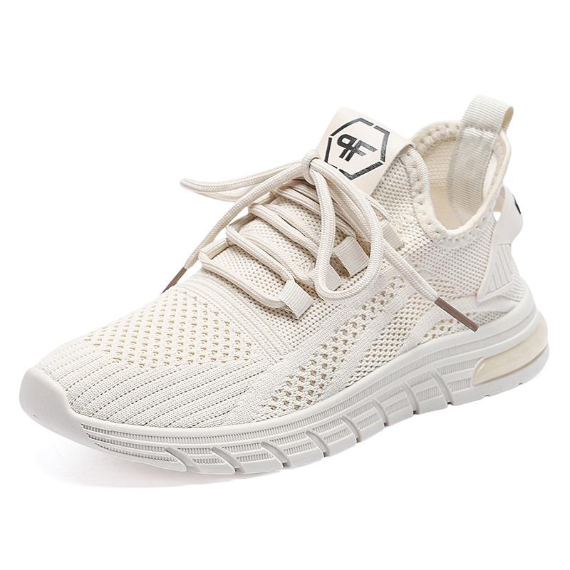2023 Spring New Women's Shoes Sports Shoes Korean Version of Flying Woven Casual Shoes Pure Color Breathable Mesh Women's Shoes