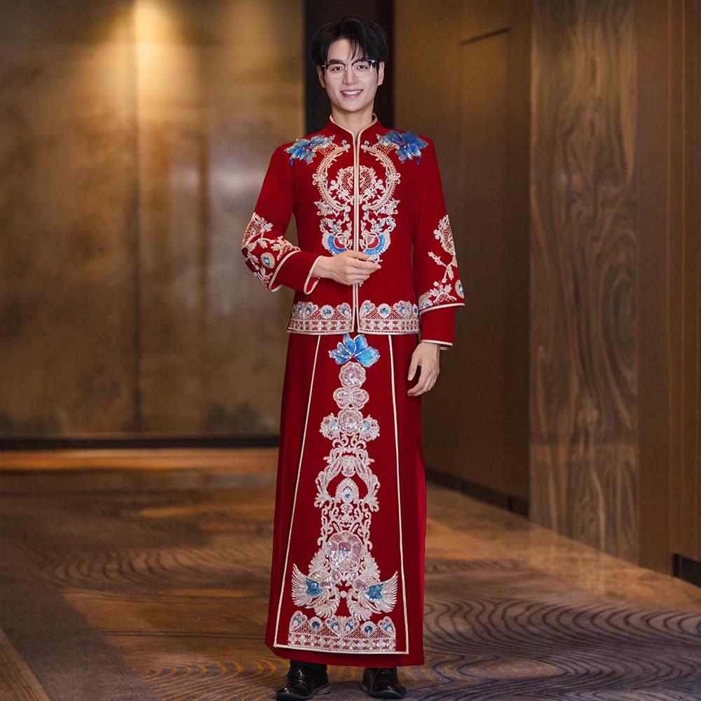 

2025 Слим Сюхэифу Дракон и Феникс Куа Китайское Свадебное Платье L