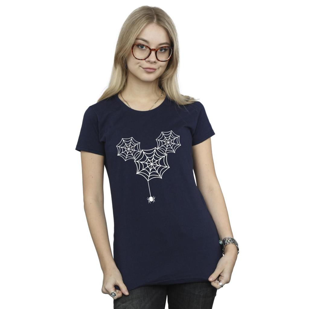 Disney Womens/Ladies Mickey Mouse Spider Web Head Cotton T-Shirt