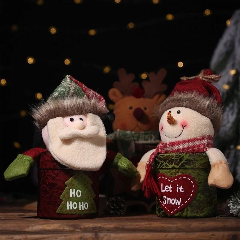 Xmas New Year DIY Christmas Temperament Candy Jar Santa Claus Gift Box Snowman Apple Box Children's Cartoon Doll Gift Box