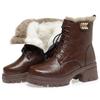 2025 New High Quality Genuine Leather Plush Women's Ankle Boots Winter Warm Wool Women's High-heeled Snow Boots Botas Para Mujer