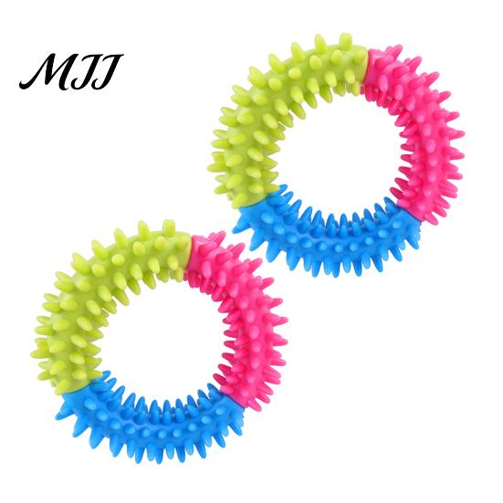 Soft Gum Massage Toys for Teething Spiky Ring Dog Toy, Rubber Chew Interactive Puppy Relief Fetch And Teeth Cleaning Toy Aggressive
