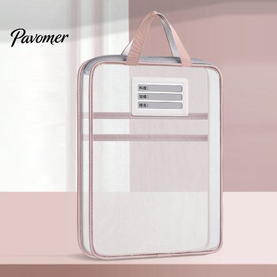 Multi-purpose Storage Kits Transparent Nylon Document Bag, Portable Lightweight Mesh File Organizer with Zipper Pouches And Strap, Large Capacity