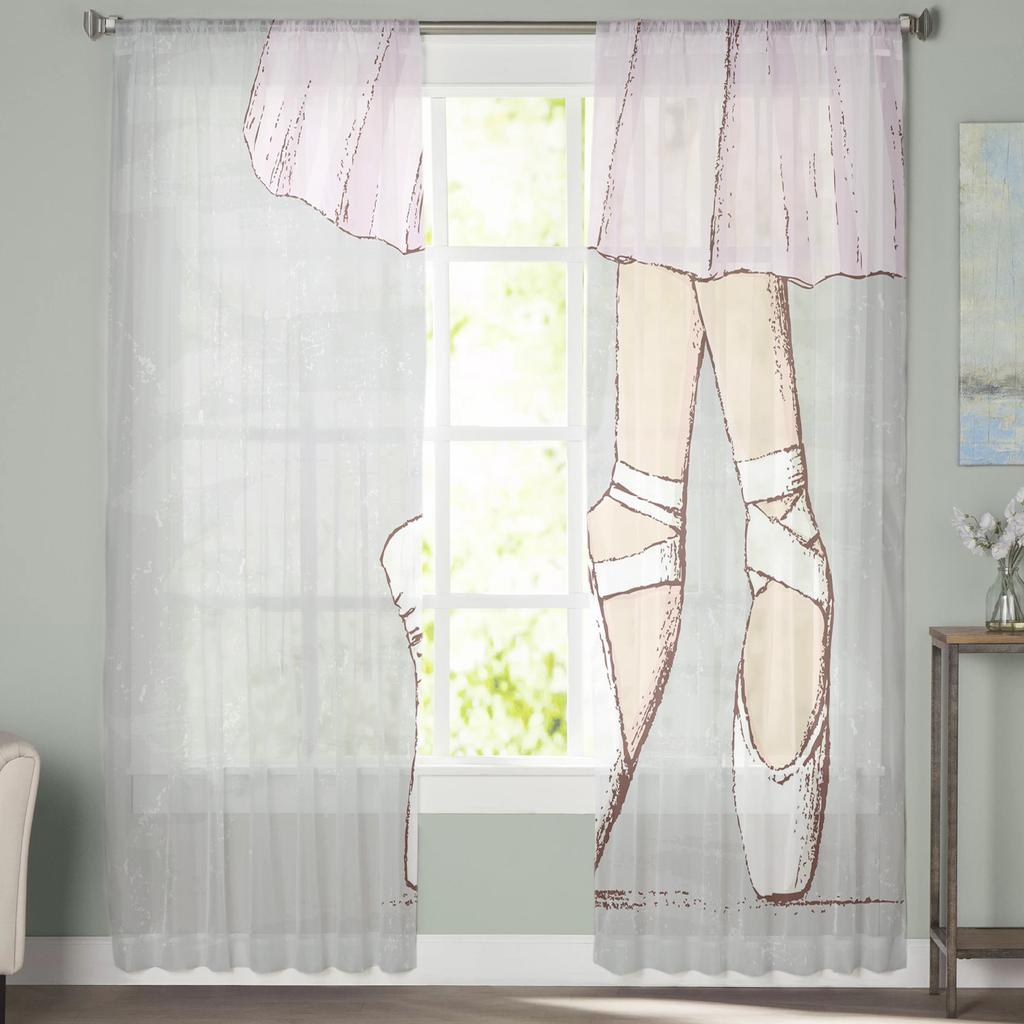 Girl Ballet Skirt Art Modern Curtains For Living Room Transparent Tulle Curtains Window Sheer For The Bedroom Accessories Decor