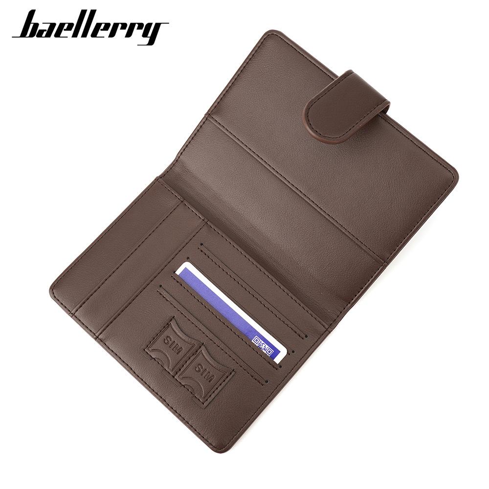 Baellerry Men and Women Pu Leather Short Purse RFID Card Holder Anti-magnetic Passport Holder Simple Snap Button Wallet