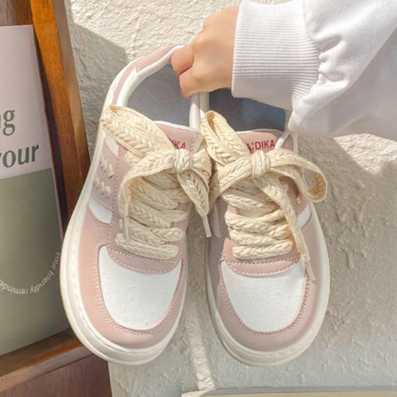 Casual little white shoes women's autumn new thick-soled simple student women's shoes contrasting color wheat ear board shoes