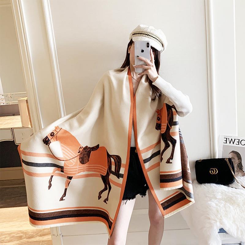 Women's Autumn/Winter 2022 European & American Imitation Cashmere Double-Sided Carriage Print Thick Warm Scarf Shawl