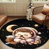 Sleepy Hedgehog Dreams Round Rug for Livingroom,Bedroom, Palyroom, Chair Rug, Area rug, Circle Carpet, Large Size Fan Christmas gift