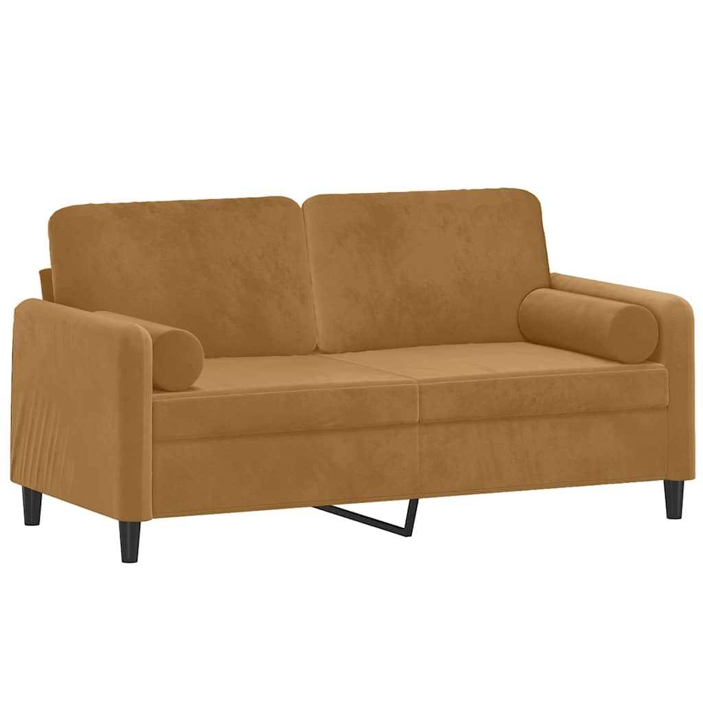Vidaxl 2-Osobowa Sofa Z Poduszkami, Brązowa, 140 Cm, Aksamit