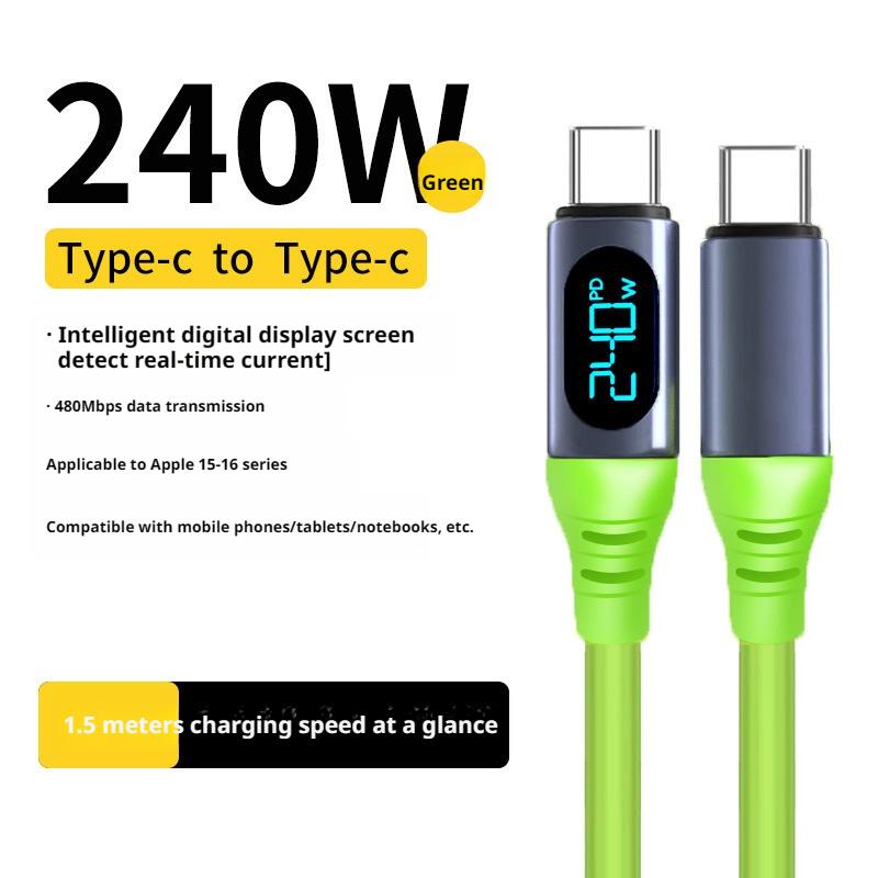 Intelligent Digital Type-C Data Cable Supports Multiple Power Levels  30W/120W/240W Accessories