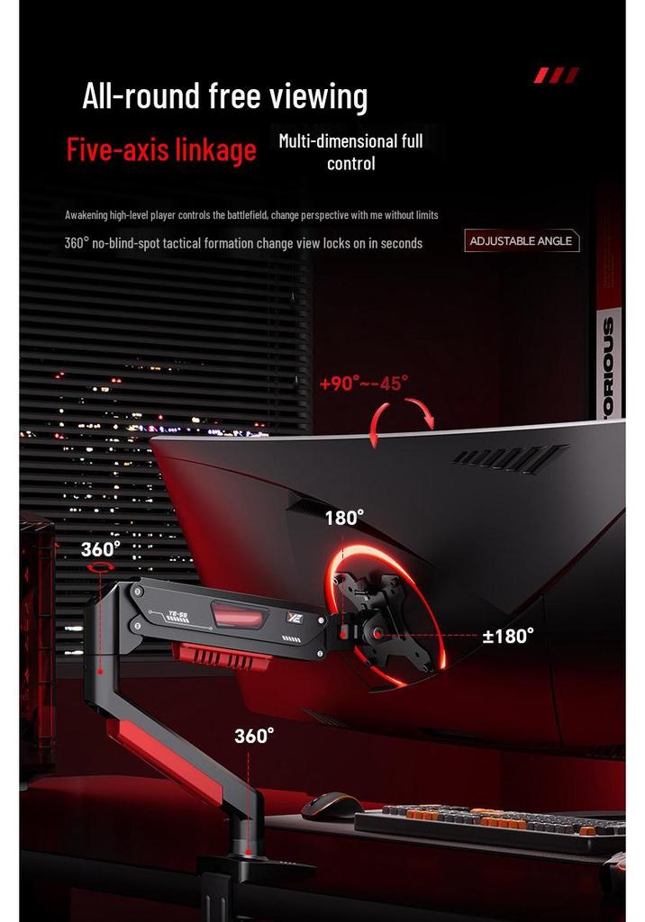 Soporte de Monitor Ajustable con Brazo Mecánico y Base Portátil