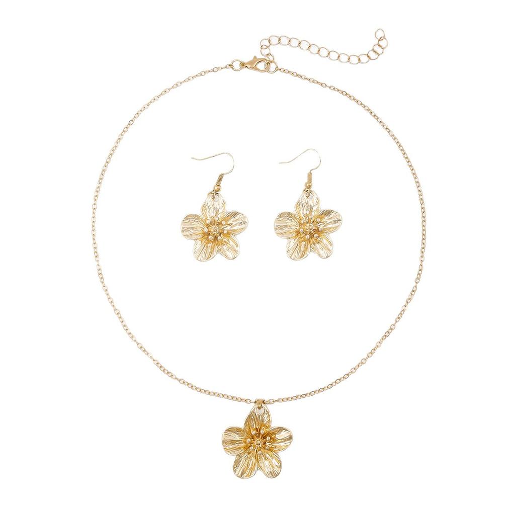 Hot-selling creative flower shape necklace bracelet combination jewelry set elegant temperament style