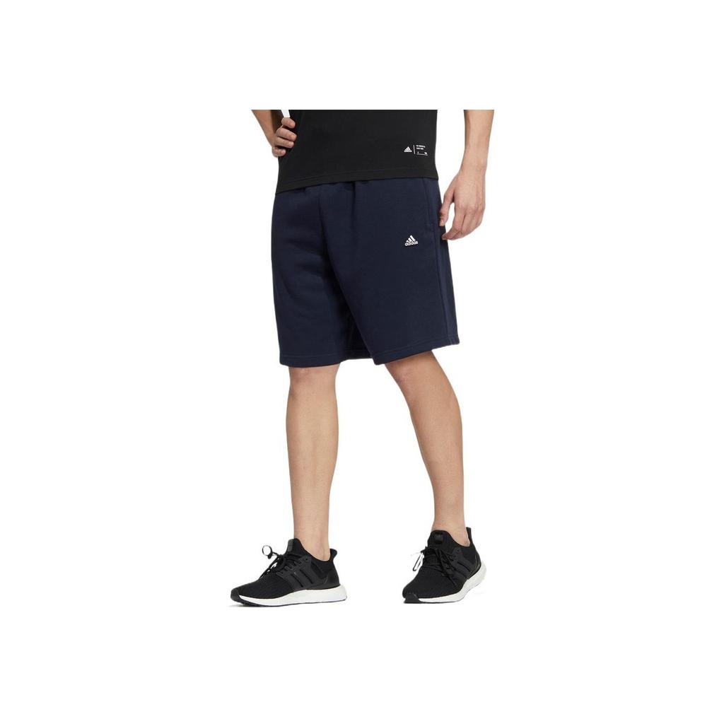 Adidas Solid Color Logo Print Drawstring Shorts Men Bottoms Blue HS4390
