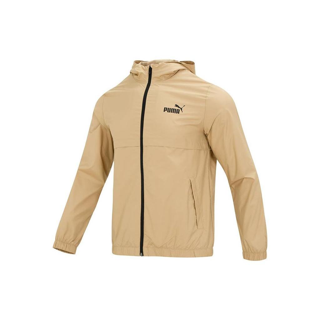 PUMA Logo Print Casual Woven Hooded Jacket Men Outerwear Khaki 849462-84