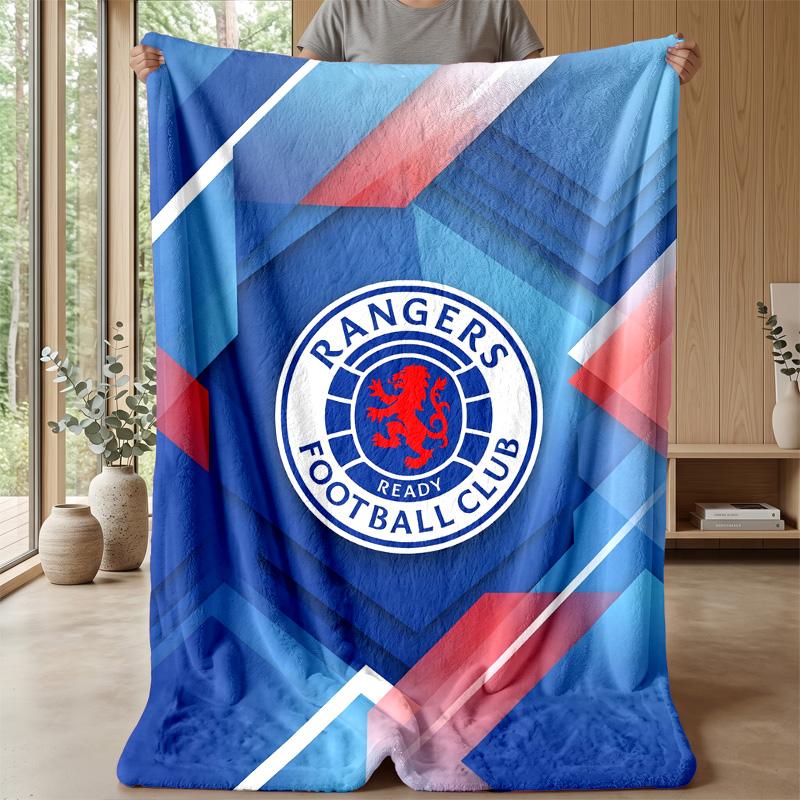 Rangers FC Weiche Flanell-Fleece-Decke Leicht Gemütlich Warm Überwurfdecke für Sofa Bett Heimdekoration