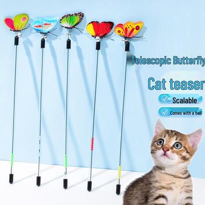 Retractable Butterfly Teaser Cat Toy - Interactive & Scratch-Resistant Stick