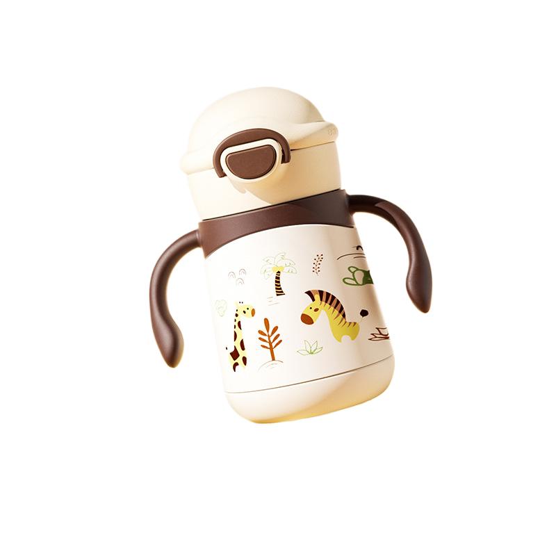 Baby Learning to Drink Straw Cup Baby Children Drinking Milk 316 Stainless Steel Insulated Cup Small Month Old High Appearance