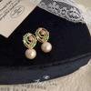 Spring Fashion Sweet Silver Needle Enamel Drop Glaze Hand Painted Cotton Pearl Earrings Earrings