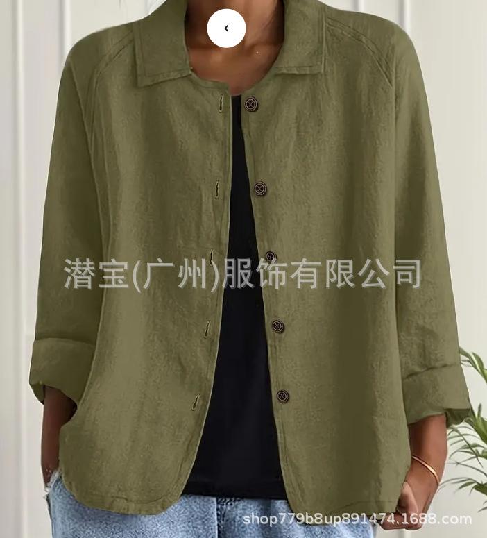 3/4 Sleeve Blazer with Red Buttons and Notched Lapel for Women