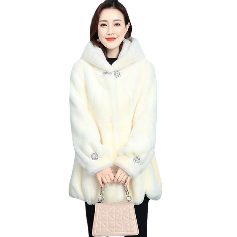 Cappotto in pelliccia sintetica imita visone da donna, taglio ampio, taglia grande, pelliccia integrata, ispessito, cappotto in finta pelliccia di visone da donna