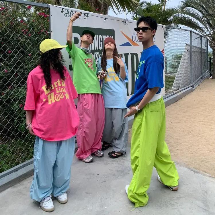 Y2k розовые широкие брюки-парашюты — фото 6