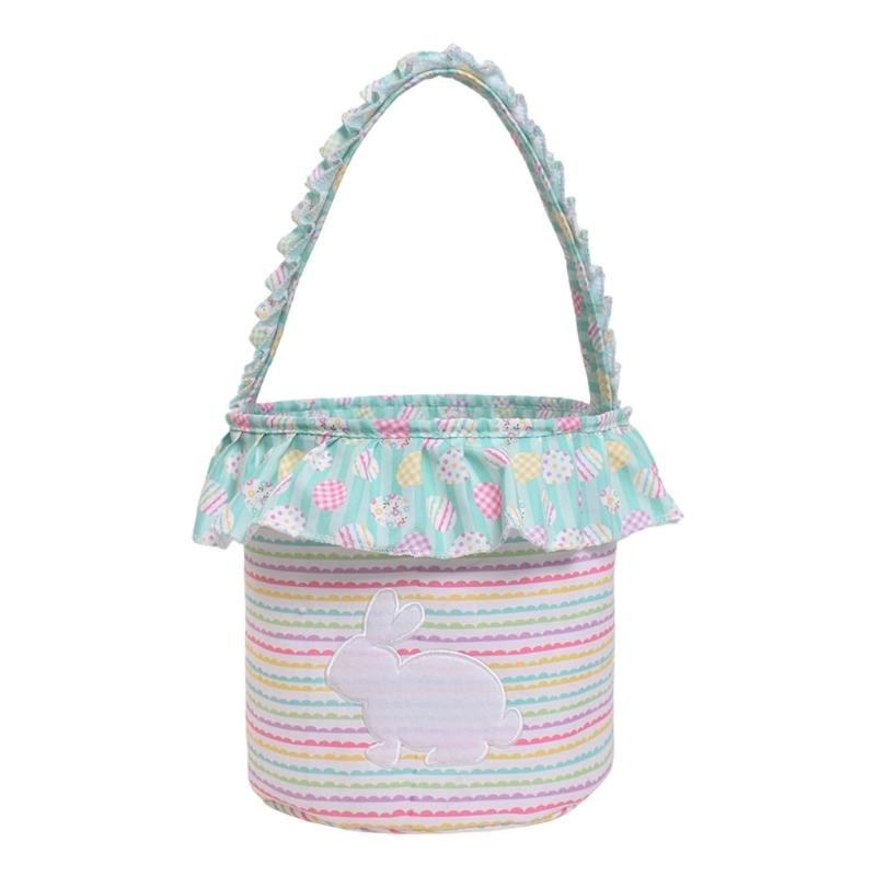 

User Friendly Rabbit Print Foldable Storage Basket Breathable Easters Home Organization Container with Handle 1