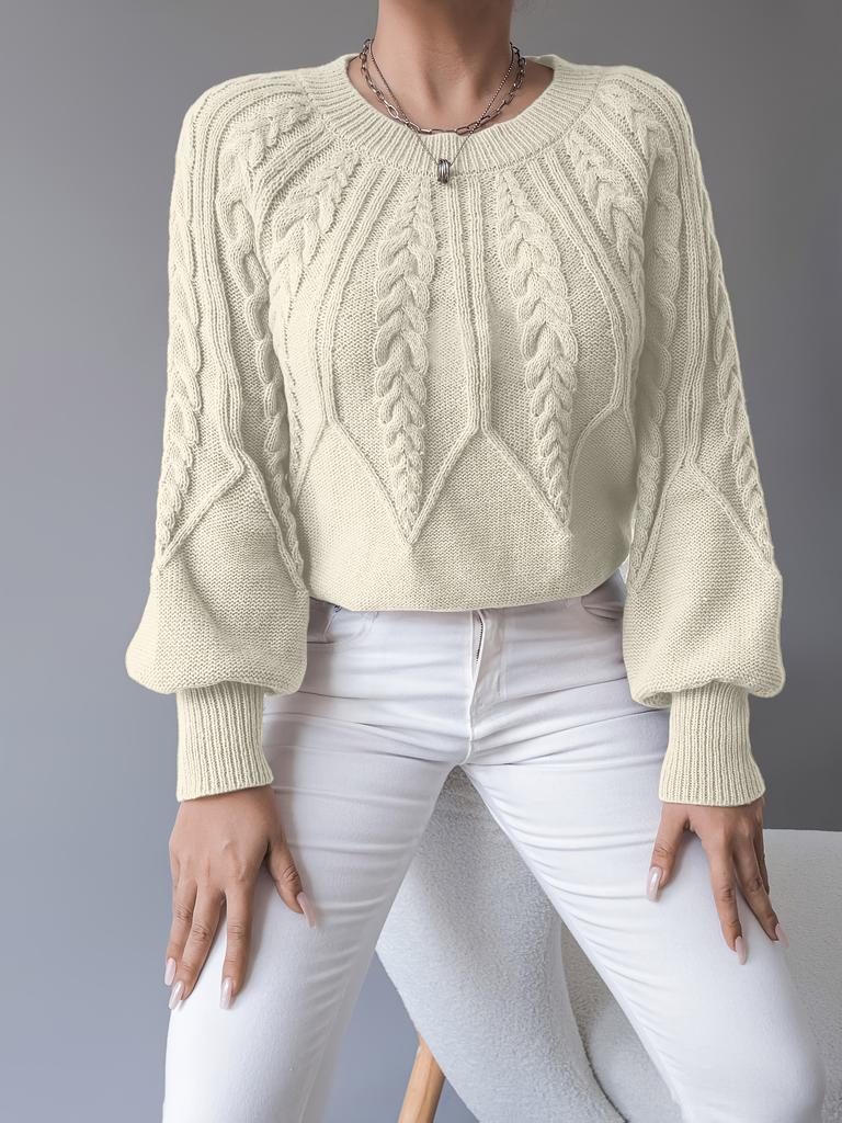 Women'S Chunky Sweater - Beige/Neutral-Toned Sweater for Fall/Winter, Cozy Sweater for Everyday & Formal Outfits, Women'S Sweater Clothing