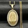 Jungfrau Maria Katholischer Anhänger Halskette für Damen Herren Edelstahl Gold Silber Farbe Unsere Liebe Frau Kette Schmuck Halskette