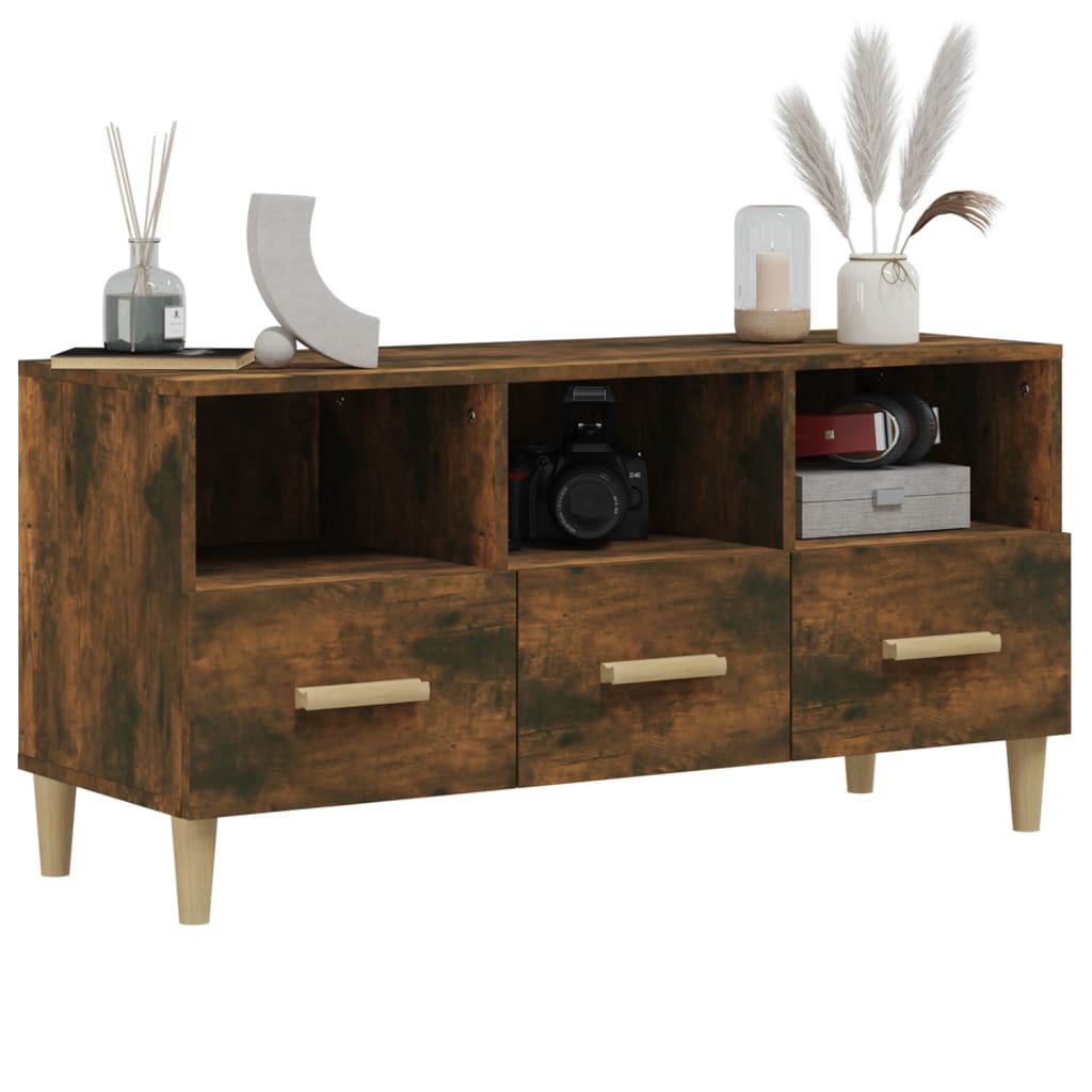 TV Cabinet Smoked Oak 102 x 36 x 50 cm Wood Based Panel