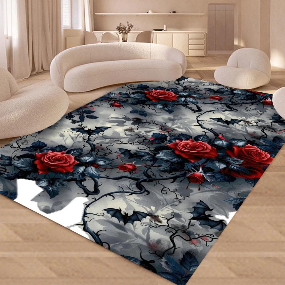 Red Rose Carpet Rug for Home Living Room Bedroom Sofa Doormat Decor,kids Game Area Rug Floor Mat Gift