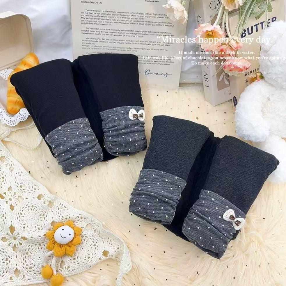 Winter Koreanischer Stil Mädchen Süße Gepolsterte Baumwoll-Spitzen-Leggings - Baby/Kleinkind Verdickte Hose