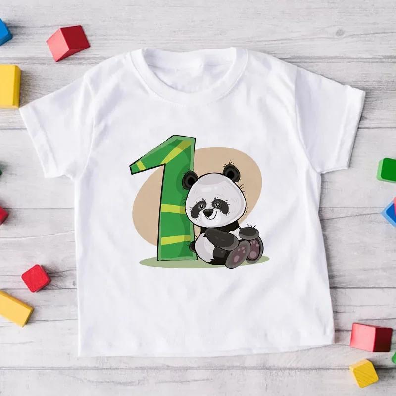 Childrens Birthday Number 19 Panda Animal Cartoon Shirt Tshirt Boys and Girls Birthday Gift Baby Clothes 19 Years Old