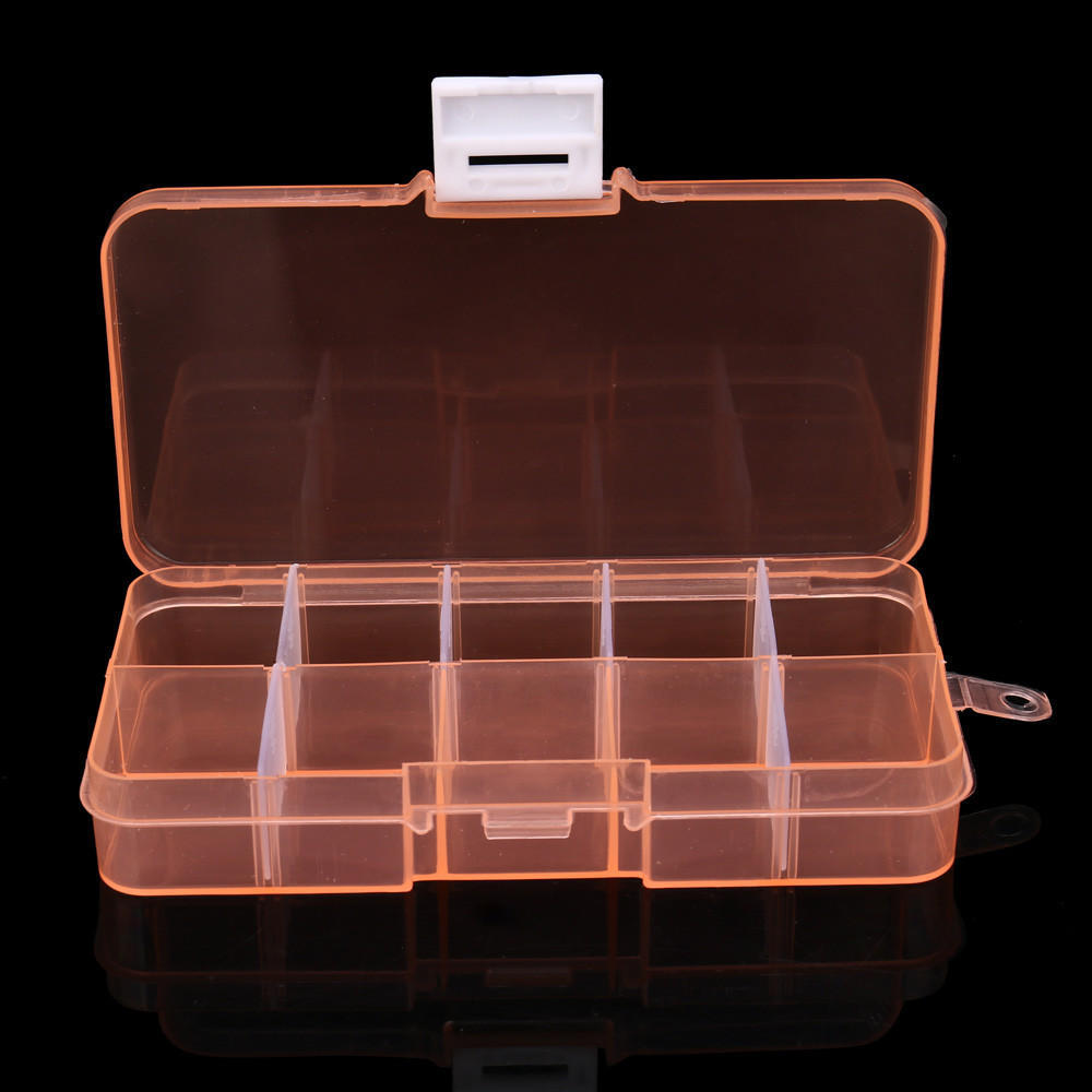 Kunststoff 10 Slots verstellbare Schmuck Aufbewahrungsbox Fall Handwerk Organizer Perle
