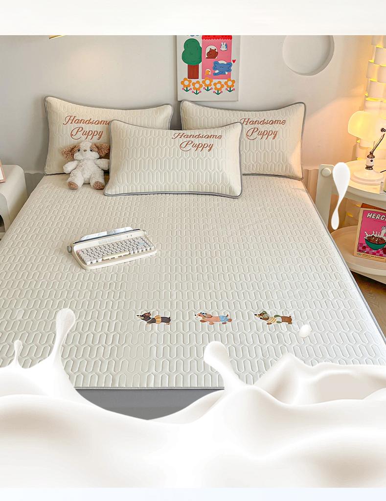 Sleeping Grid Home Cool Feeling Silk Embroidered Latex Cooling Mat